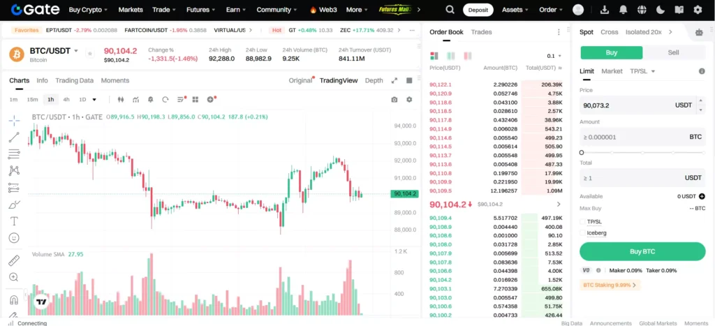 واجهة استخدام منصة جيت gate