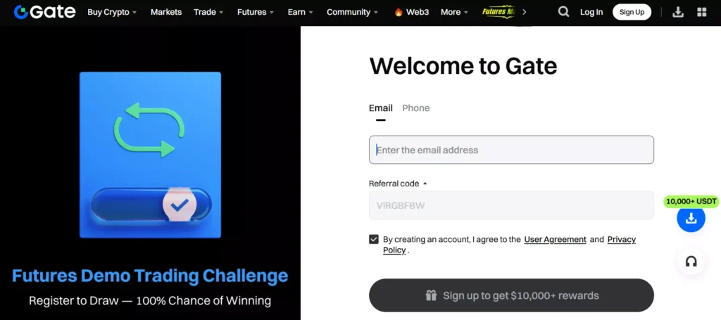 التسجيل في منصة جيت ايو Gate.io